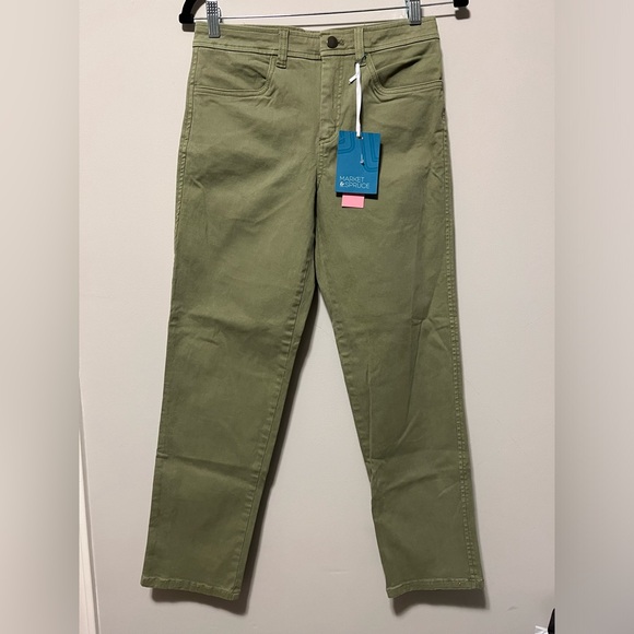 Market & Spruce Pants - NWT Market & Spruce relaxed skinny stretch pants, green women’s sz 4 & 6 petite